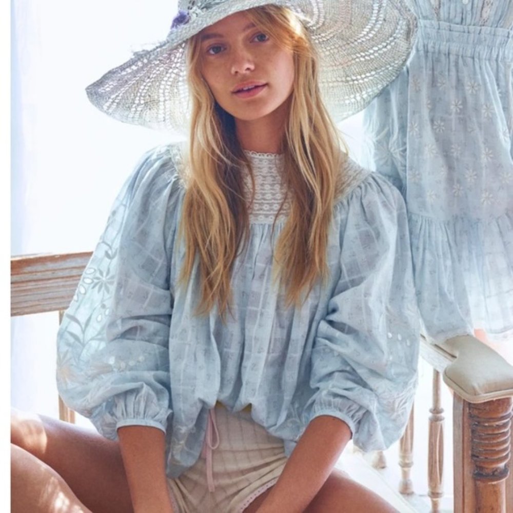 LOVE SHACK FANCY BALLOON SLEEVE BLOUSE